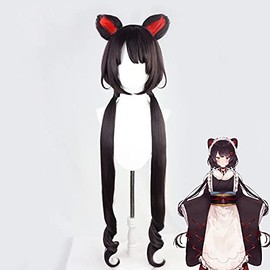 Sweeteasy Virtual YouTuber VTuber Inuyoko Cosplay Wig with Ears, Heat Resistant, Cosplay Tool, Wig Costume, Disguise (As Pictured)