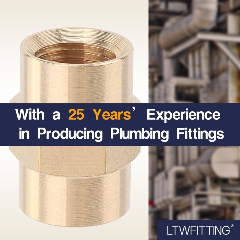 LTWFITTING Brass BSP Pipe Fitting 1/8-Inch Female BSPP Coupling Water