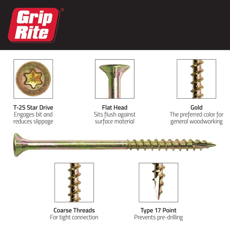Grip Rite Prime Guard 158GCS1 T25 Star Drive Construction Screws