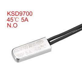 uxcell KSD9700 Thermostat, 45℃ Normally Open Temperature Switch Thermal Switch, N.O 5A Metal Temperature Controller 2pcs