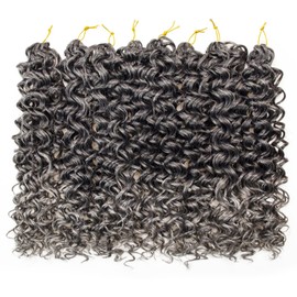 YXCHERISHAIR 8 Packs Curly Crochet Hair GoGo Curl Crochet hair for Black Women Deep Wave Braiding hair,Synthetic Bohemian Crochet Braid Water Wave Crochet hair Extensions (1B/Grey, 24inch)