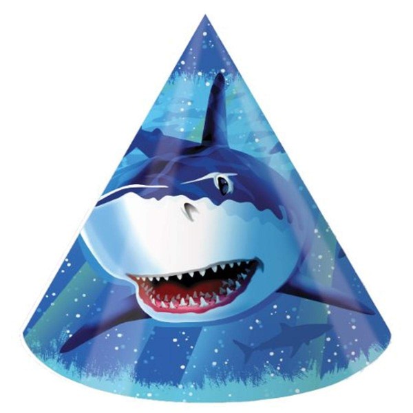 Creative Converting Shark Splash Child Party Hat, 6.25" x 4.25", Blue