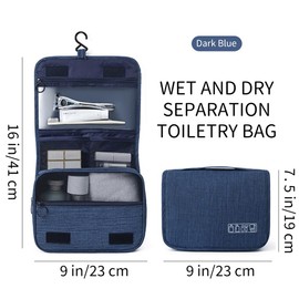 Tragbarer Aufhängbarer Reise-Kulturbeutel Geeignet für Männer und Frauen 1 Kulturbeutel + 1 Netzhandtasche,Dunkelblau