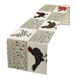 Camino de mesa de gallo rústico, divertido camino de cena de pollo para campo, granja, hogar, cocina, cena, fiesta, decoración de 13 x 60 pulgadas