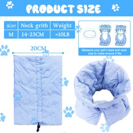 EDLMKM Cat Recovery Collar, Soft Adjustable Elizabethan Collar, Neck Protective for Cats and Kittens After Surgery, for Kittens Puppies Warm Comfortable Prevent Licking Biting Protect (Light Blue, M)