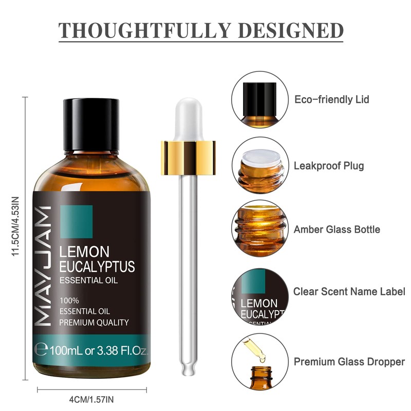 MAYJAM Aroma Oil, Lemon Eucalyptus, 3.38 fl oz (100 ml)