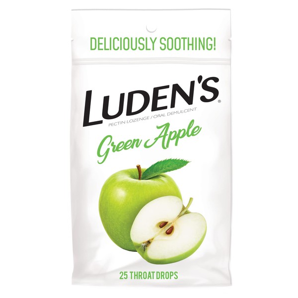 Ludens Soothing Throat Drops, Green Apple, 25 ct (Pack of 1)