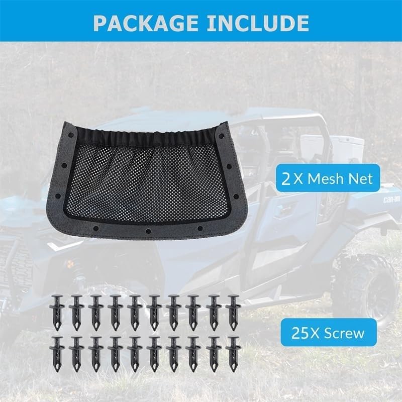 MARCHFA UTV Rear Backrest Storage Net Bag Compatible for Can