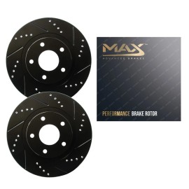 Max Advanced Brakes Rear Drilled Slotted Rotors for 2015-2019 2020 Chevy Colorado GMC Canyon