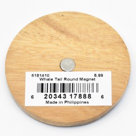 Handcrafted Splashing Whale Round Wooden Marquetry Magnet Made in Philippines