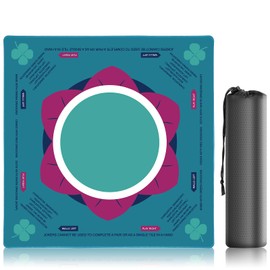 32 Inch Mahjong Mat for Table, Non-Slip & Noise Reduction Mahjong Table Cover with Rules, Portable Gaming Mat for Poker, Board Games, Cards, Tiles & Dominoes (Green)