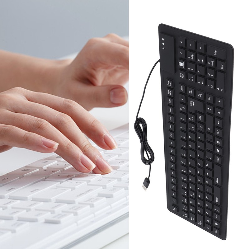 Keyboard 108 Key Spanish USB Wired Portable Foldable Quiet Waterproof