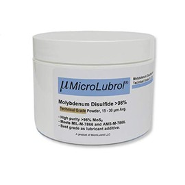 8 oz. MicroLubrol Molybdenum Disulfide >98% Technical Grade Powder, avgerage Particle Size 3-4 µm (Fisher Method) 15-30 (Microtrac Method).