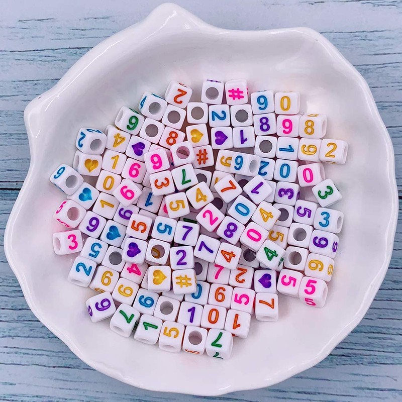 1000 Pcs Letter Beads Acrylic Cube Beads Alphabet Beads Number