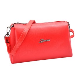 Women Girls Premium Leather Small Handbag Shoulder Crossbody Messenger Bag A3017 (Red)