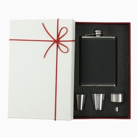 FLASK Hip Jug Gift Set. 8 oz Jug for Men and Women. 2 Cups and a Funnel Set. (fig. reactionary)