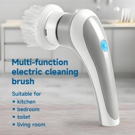 Elektrische Reinigungsbürste Bad, Handheld Cleaning Brush für Haushalt mit 4 Bürstenkopfe, Spin Scrubber für Haushalt/Boden/Autoreifen, Typ-C Schnellladung, 2 Modi