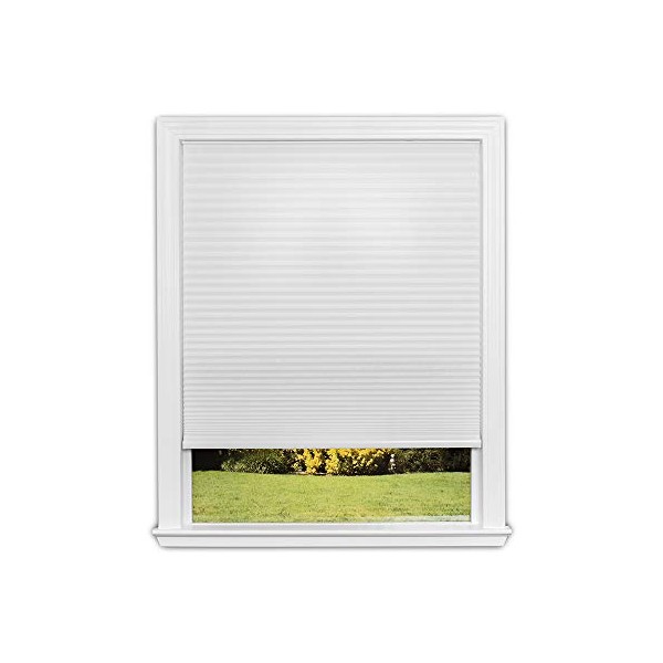 Redi Shade No Tools Easy Lift Trim-at-Home Cordless Cellular Light Filtering Fabric Shade White, 30 in x 64 in, (Fits windows 19 in - 30 in)