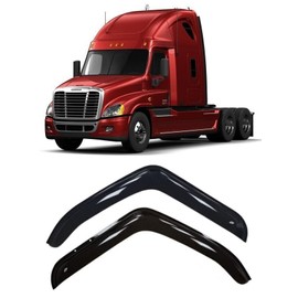 CT Wind Visor Deflectors Set of 2-Piece - Car Visor Door Side -Window Air Guard Deflectors for Protection Against Snow Sun and Rain Compatible with Freightliner Cascadia 2007-17 Dark Smoke