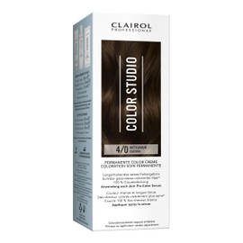 Clairol Professional Color Studio Permanent Hair Colour Medium Brown 4/0 (110ml) - With Metal Purifier for 6x Less Breakage, 10 Weeks Rich Colour Result & 100% Grey Coverage - Includes Hair Treatment
