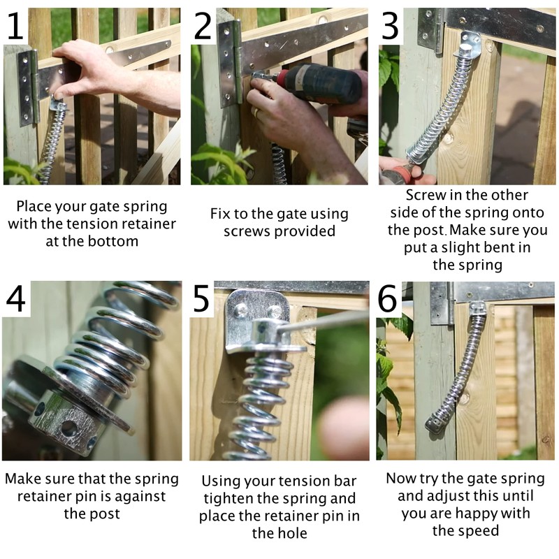 Adjustable Gate Spring 14" Automatic Strong Closer Black