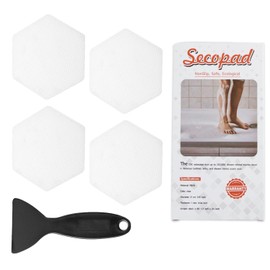 Secopad Original Bathtub Stickers Non-Slip, 24 PCS Hexagon Safety Shower Treads Adhesive Appliques with Premium Scraper