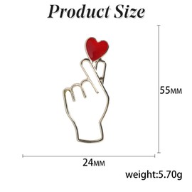Hand Gesture Heart Enamel Pin Metal Brooch Sign Language Lapel Badge Finger K-Pop Women Men Friends