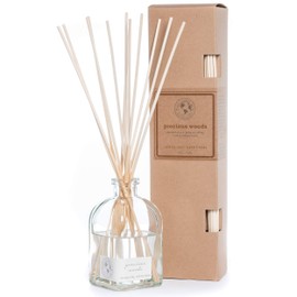 ECO CANDLE CO. Reed Diffuser Set, Precious Woods, 4 oz. - Scents of Smoked Wood, Nutmeg, Musk, & Ylang - Premium Fragrance and Essential Oil Blends, Clear Glass, 12 Reed Sticks, Recycled Kraft Box