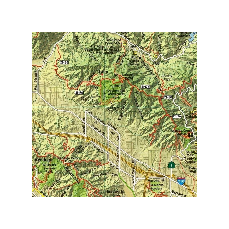 San Gabriel Mountains California Trail Map Poster