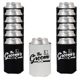 Shop4Ever The Groom and The Groom’s Crew Bow Tie Top Hat Can Coolie ~ Wedding Bachelor Party Beer Can Sleeve Coolers ~ (Crew Hat, 12 Pk)