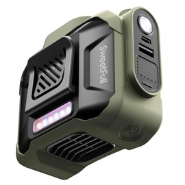 SWEETFULL 10000mAh Waist fan,Portable Belt Clip on Personal Fan,LED SOS Light 3 Speed 15500RPM Wind,Rechargeable Battery operated 24H RunTime for Jobsite Outdoor Travel Backup Power(Green)