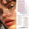Hebterrka Glitter Summersprout Face Tattoo, 12 Pieces Festival Rave Accessories for Women, Gold and Silver Face Waterproof Glitter Stickers (Pack of 12)