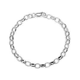 Sterling Silver Oval Belcher 7 Inch Charm Bracelet with Lobster Clasp