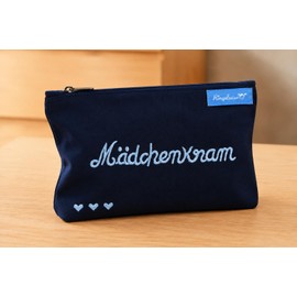 Ringelsuse Women's Cosmetic Bag "Girl's Item" - Make-up Bag Cotton 12 x 20 cm - Cosmetic Bag Fairtrade with Zip, Dark Blue