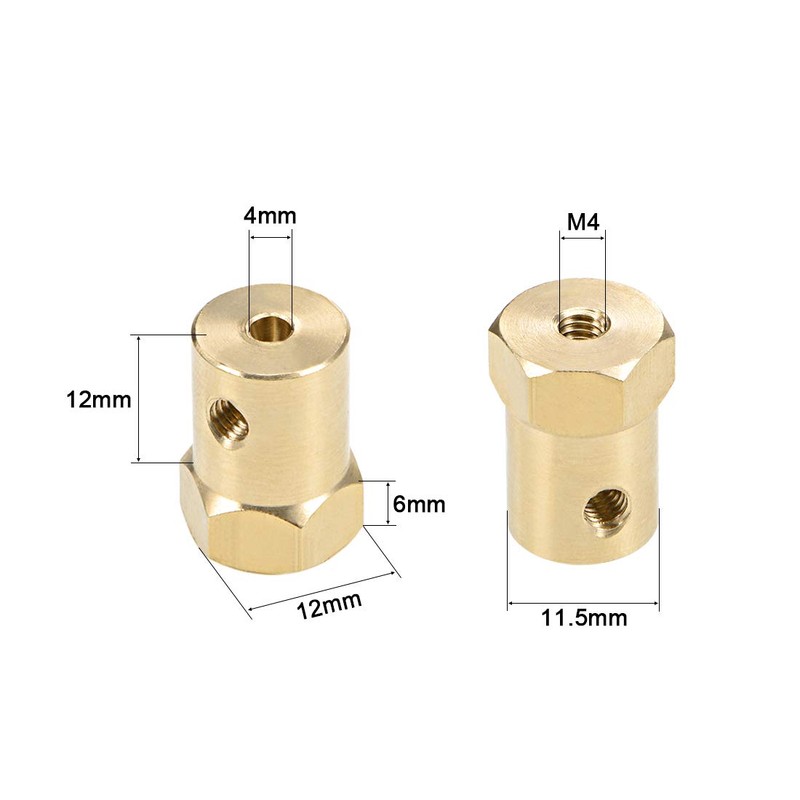 sourcing map Hexagonal Coupling 4 mm Bore Motor Hexagonal Brass
