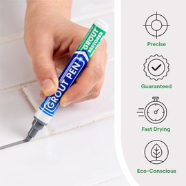 Grout Pen Grey Tile Paint Marker: Waterproof Grout Paint, Tile Grout Colorant and Sealer Pen - Grey, Narrow 5mm Tip (7mL)