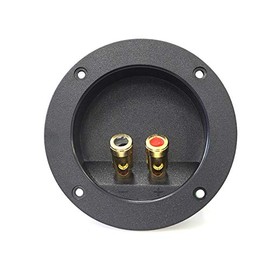 Absolute USA RST-450 4-Inch Round Gold Push Spring Loaded Jacks Double Binding Post Speaker Box Terminal Cup