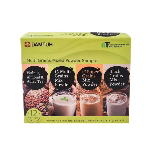 Damtuh Multi Grains Mixed Powder Sampler 3 Sticks of Each Flavor Total 12 Stick