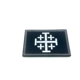 Jerusalem Cross Knights Templar Embroidered Airsoft Paintball Patch (Black)