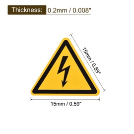 PATIKIL Triangle Electrical Shock Risk Warning Sign Self Adhesive Yellow with Black Words 15mm/0.59inch for Machine, Instrument and Equipment Surface Pack of 10