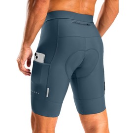 Bikewa - Pantalones cortos de bicicleta para hombre, 4D, acolchados, para ciclismo, ciclismo, bolsillos con cierre