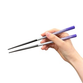 [Dishwasher Safe Chopsticks (Supreme)] Natural Wood, Made in Japan, High Class Japanese Pattern, Modern Wooden Chopsticks Chopsticks for Home Use, Non-Slip, For Home Use (Mahora Men's Purple Silver