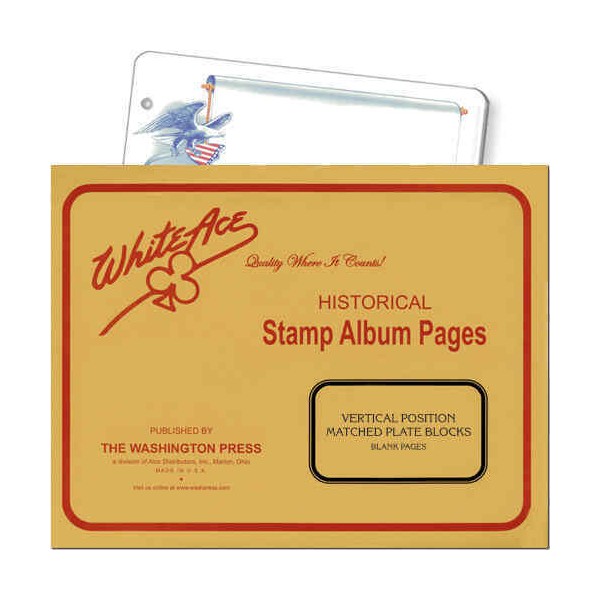 White Ace Blank Pages -Position Plate Number Blocks for Vertical