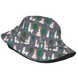 Cute Llama Bucket Hats for Men Women Gifts Beach Outdoor Packable Alpaca Fisherman Caps Prevent Sun Hat