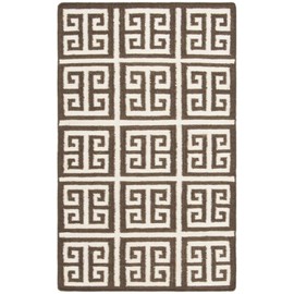 Safavieh Dhurries Collection DHU626C Hand Woven Brown and Ivory Premium Wool Runner (2'6" x 4')