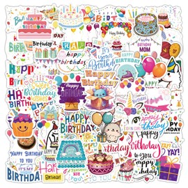 100PCS Happy Birthday Stickers for Kids, Non-Repeating Celebration Stickers Waterproof Cute Birthday Party Stickers or Adults Teens Kids for Gift DIY Craft Decoration Birthday Party Favor Supplies