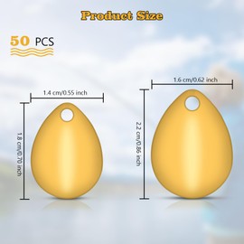 50 Pcs Spinner Blades Fishing Lures Kit, Deep Cup Copper Spinner Blades DIY Fishing Lures Accessories Colorado Blades Lure Making Supplies for Spinner Baits Spoons Rigs Making(2 Sizes)