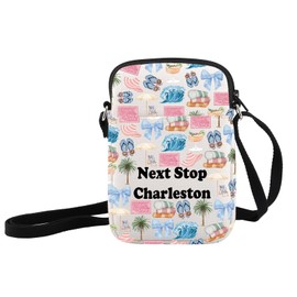JXGZSO Charleston Travel Gift Next Stop Charleston Makeup Bag Bachelorette Gift South Carolina City Trip Gift Traveler Merch, Next Stop Charleston Crossbody