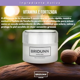 Bridunn Suero Antioxidante Facial Vitamina E 30ml - Protección Radicales Libres, Piel Apagada y Sensible, Sin Parabenos, Cruelty Free Antiedad Preventivo