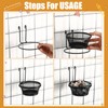 Otoolling 6 Pcs Grid Wall Cups with Ring Hooks Hanging